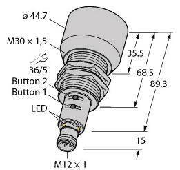 Turck 1610049 Ultraschall-Reflexionstaster Industrie-Ultraschall Schalter Sensor - 4047101349924