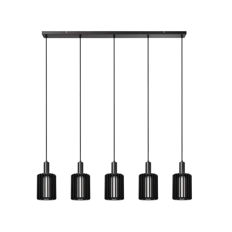 Lucide Pendellampe Hängeleuchte Lambres 5-flg dimmbar schwarz 164cm Glas Metall - 5411212452962