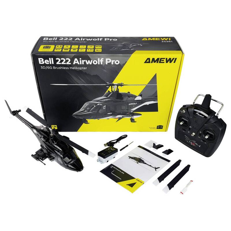 Amewi RC Hubschrauber Helikopter Bell 222 Airwolf Pro RTF Modell Flugzeug - 4262500343377