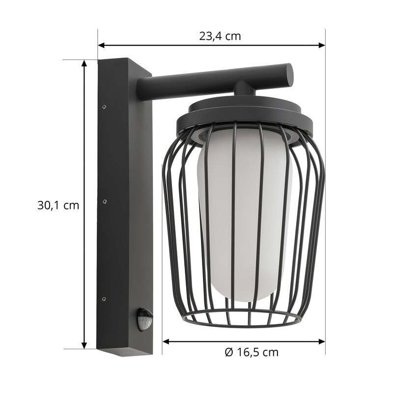 Lucande Außenwandleuchte Chandan 30 cm Sensor Aluminium Dunkelgrau IP54 - 4251911764314