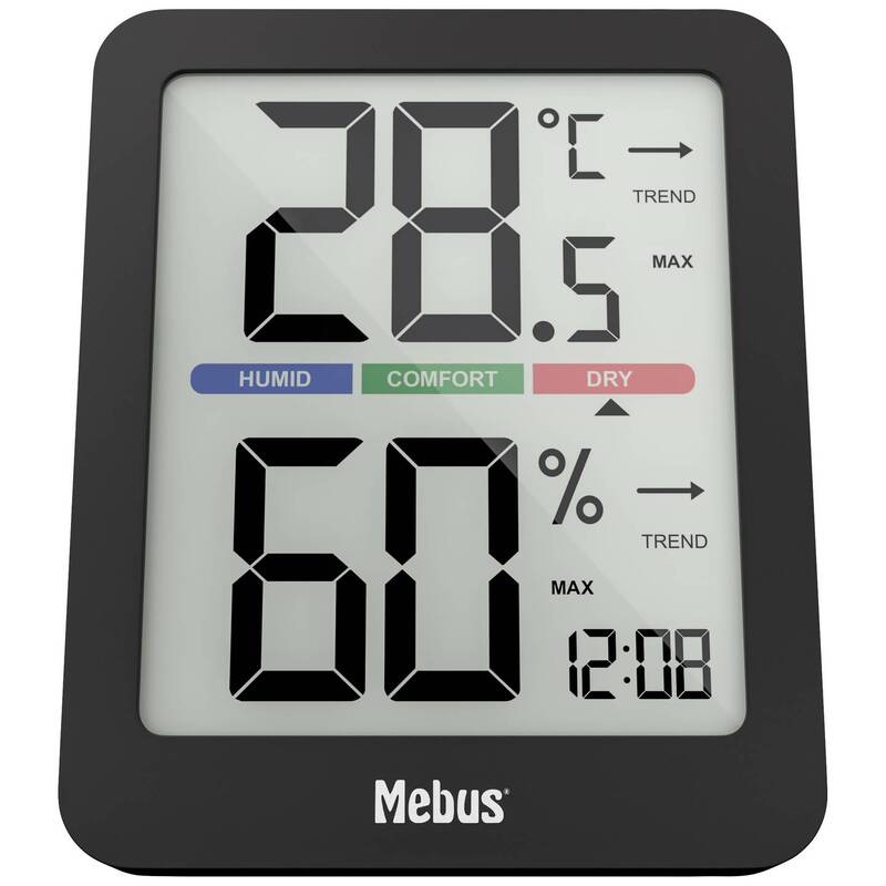 Mebus Funk-Thermo-/Hygrometer 11115 Hygrometer Thermometer digital schwarz 80mm - 4007218111159