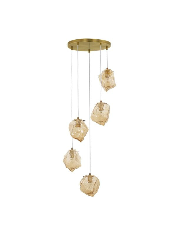 Nova Luce Pendelleuchte Hängeleuchte ODELLE E14 LED Gold dimmbar Glas 5-flammig - 5212017434401