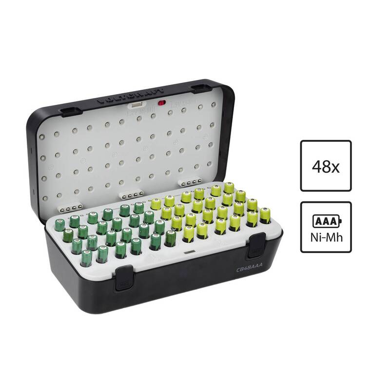 Voltcraft Rundzellen-Ladegerät NiMH LiIon für 48 Micro AAA Akkus 15V 250mA - 4064161482286