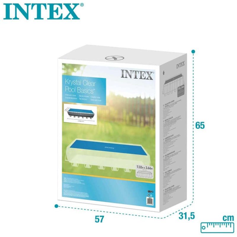 Intex Abdeckplane Poolplane Solarfolie Solarabdeckung blau eckig Pool 732x366 cm - 6941057422268