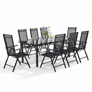 B-Ware Gartengarnitur Milano 9-teilig Gartenmöbelset Tisch Stühle dunkelgrau Set