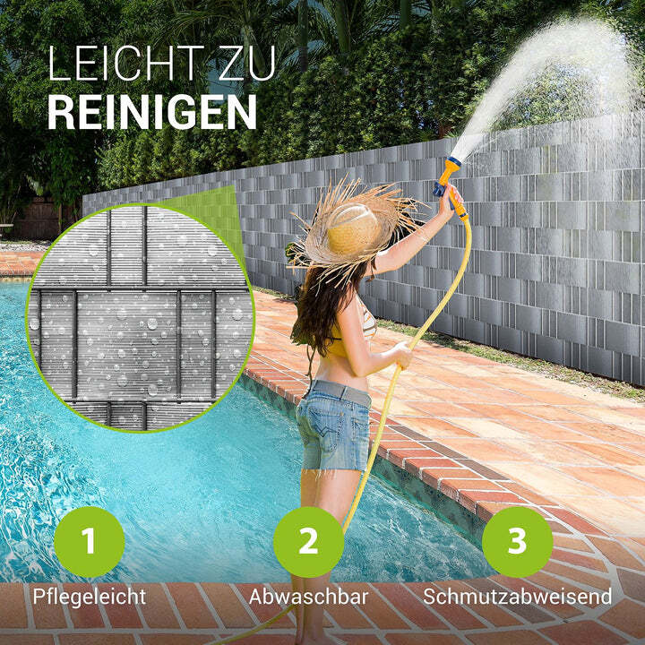 Sichtschutzstreifen PVC Sichtschutzband 19cm x 35m 4er Set hellgrau für Zäune - 4260565524595