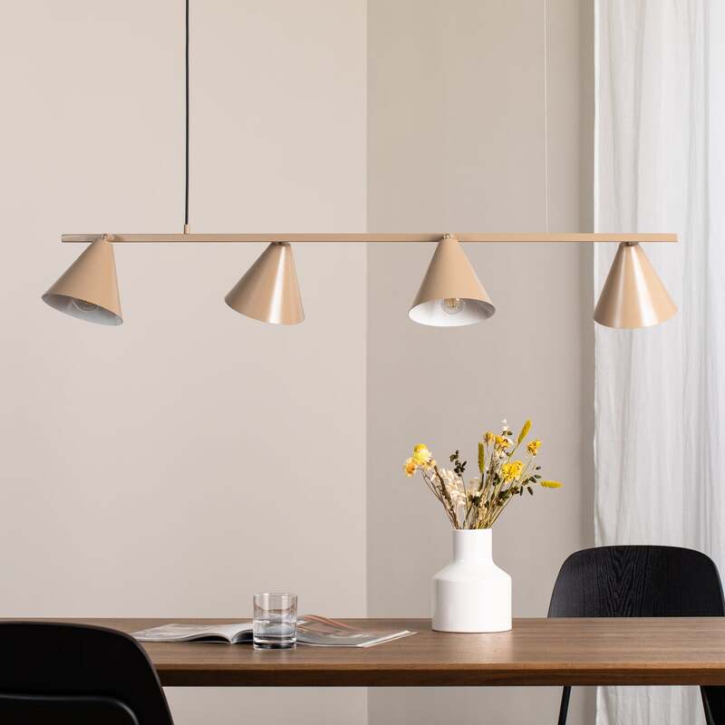 Hängeleuchte Form 4 beige Metall 4-flammig E27 dimmbar 120 cm Aldex - 5904798657543