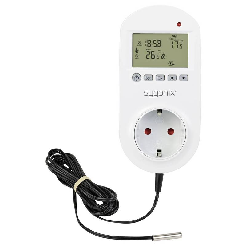 Sygonix Universalthermostat Zwischenstecker Wochenprogramm 1-70°C Tuya weiß 193g - 4064161478838