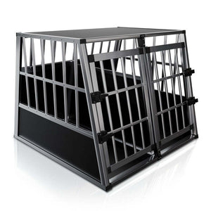 B-Ware Hundebox Auto Hundetransportbox Alu für große Hunde Kofferraum Rücksitz XL