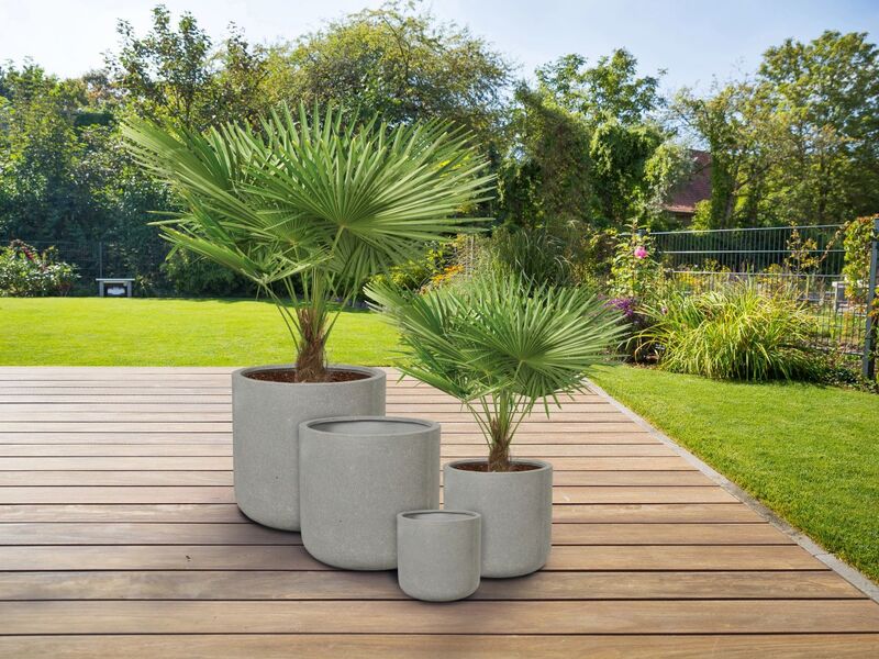 Pflanzgefäß Bargemon Pflanzkübel grau frostbeständig für Garten Ø52cm x 50,5cm - 4007876548434
