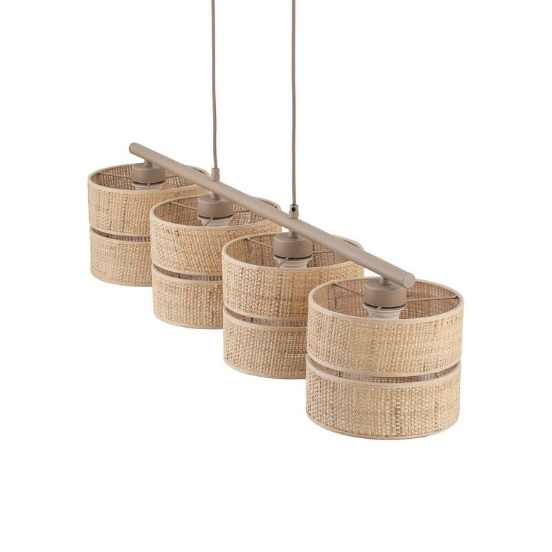Hängeleuchte Calma 4-flammig LED Pendelleuchte dimmbar beige 95cm aus Bast Licht - 5906135116034
