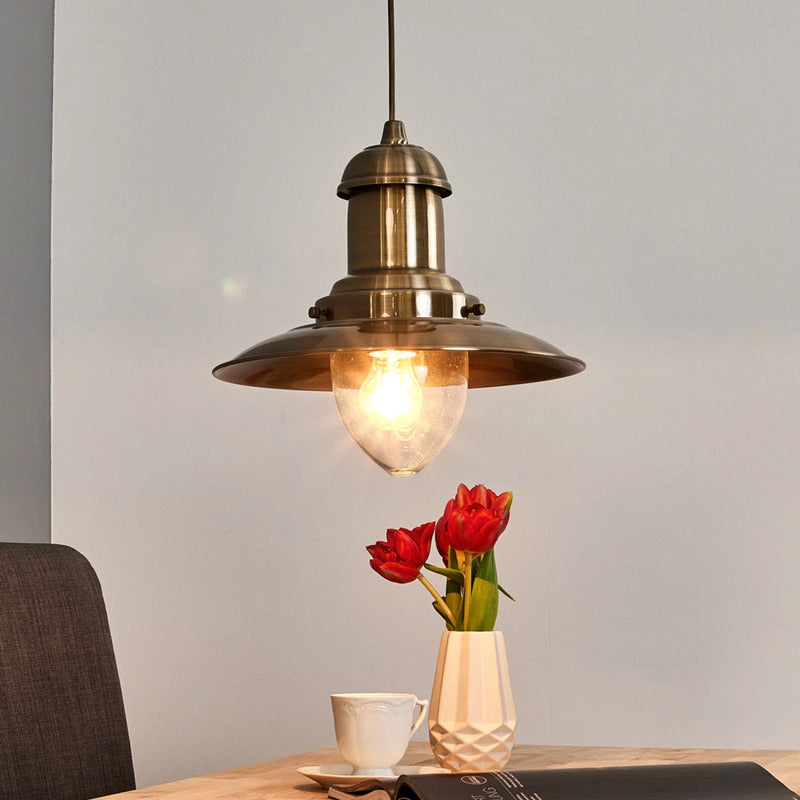 Searchlight Hängeleuchte Fisherman Ø32cm dimmbar Altmessing Pendelleuchte Lampe - 5013874201195