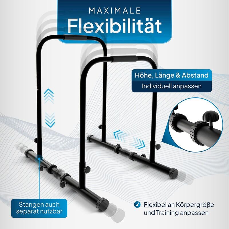 Dip Station Dip Barren aus Stahl verstellbare Stangen rutschfeste Griffe 500kg - 4262437183268