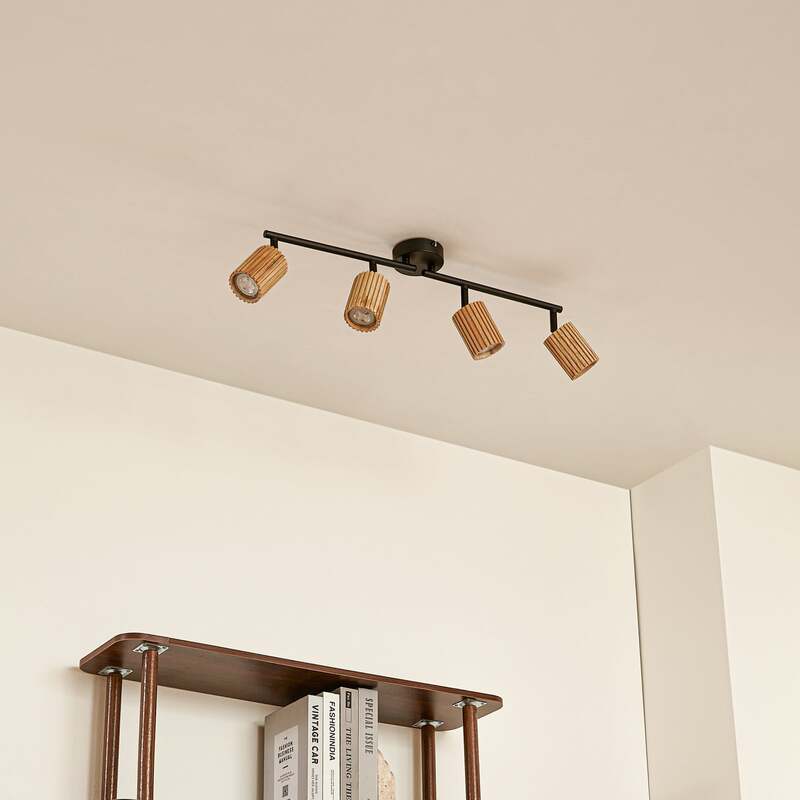 Lindby Deckenstrahler Stralino LED 4-flammig dimmbar Holz schwarz 60cm 9cm 18cm - 4255830903816
