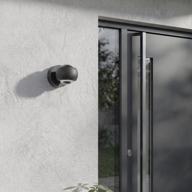 Lindby Außenwandleuchte Focra LED Gartenlampe Strahler schwarz IP54 940lm - 4255830910760