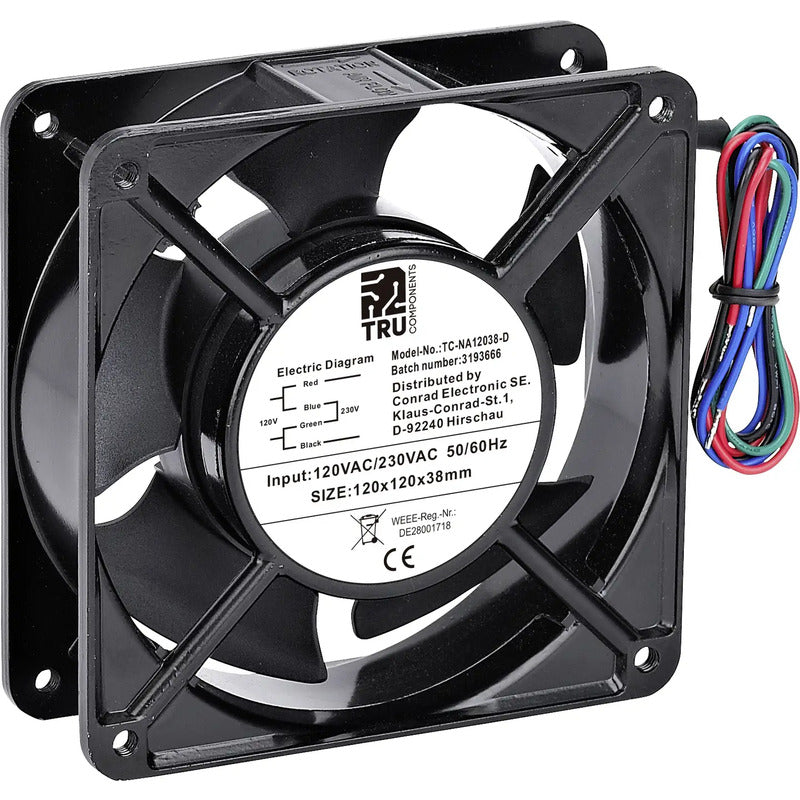 TRU COMPONENTS TC-NA12038-D Axiallüfter 230 V/AC 170 m³/h 120x120x38 mm - 4064161328027