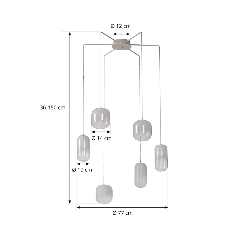 Lucande Hängeleuchte Avelina LED Pendelleuchte 6-flammig Lampe weiß 77cm - 4251911786576