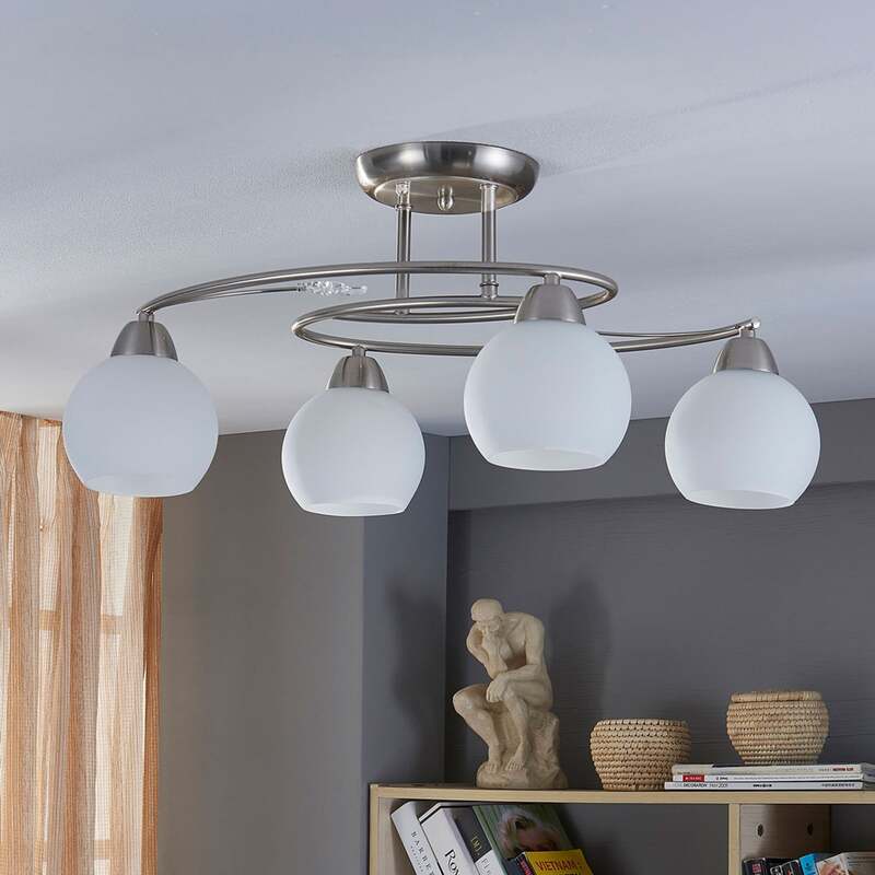 Lindby Deckenleuchte Svean LED Lampe 4-flammig dimmbar weiß nickel 42,5cm - 4251096517231