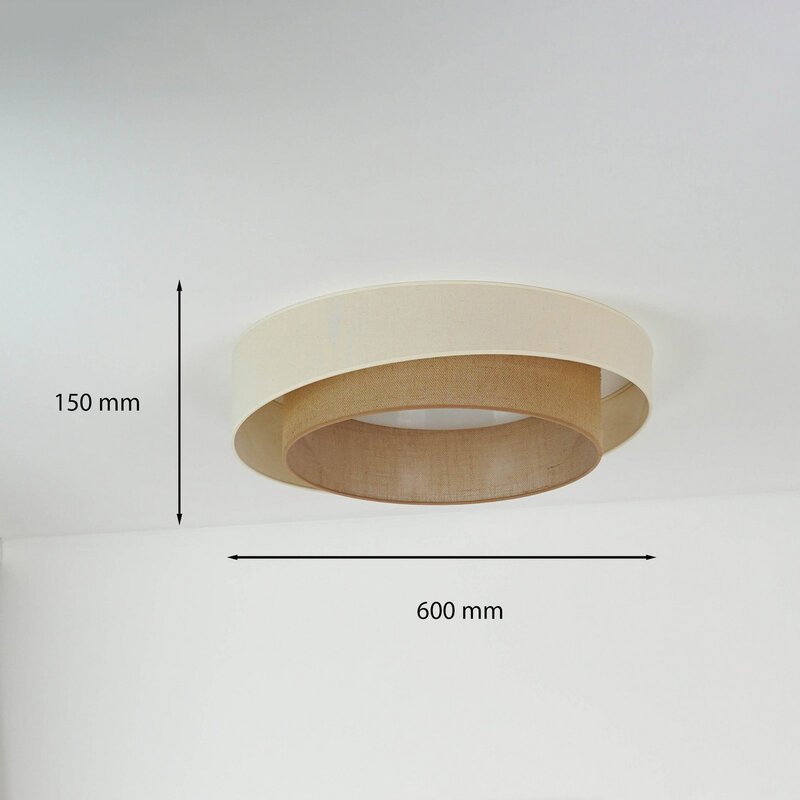 Duolla LED-Deckenleuchte Luneta S Fernbedienung Jute beige braun Ø 60 cm - 5905317606424