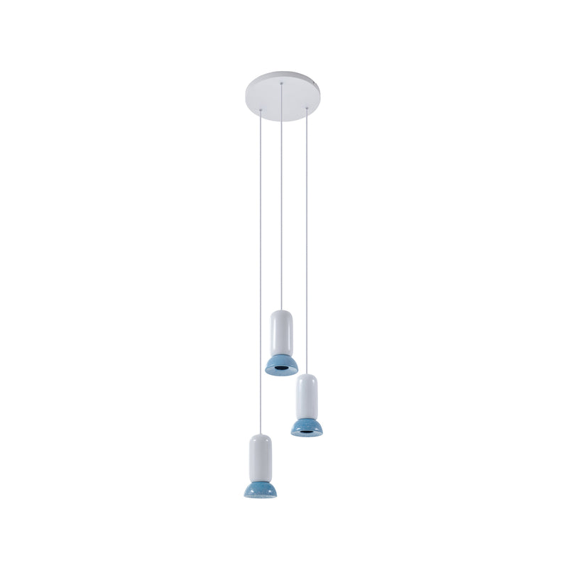 Lindby Hängeleuchte Kerimi LED Pendelleuchte Lampe dimmbar creme blau 3-flammig - 4251911775976