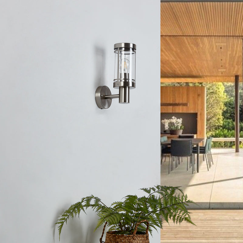 Lindby Außenwandleuchte Djori Außenlampe Wandleuchte Wandleuchte E27 Edelstahl - 4251096528718