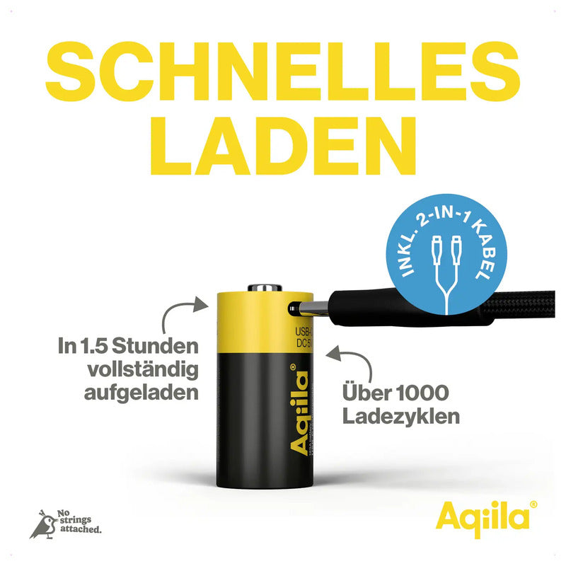 Aqiila Akku CR123A Li-Ion 3V 750mAh wiederaufladbar 2er Set mit Schutzschaltung - 8716778936381