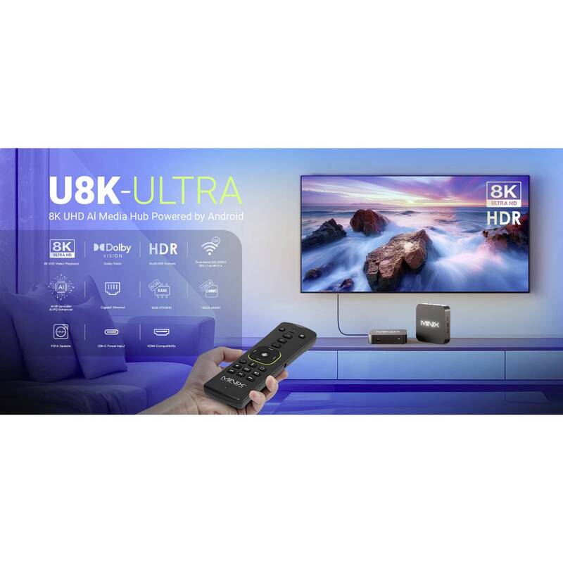 MINIX U8K-ULTRA 8K UHD Streaming Box mit KI Upscaler und 128 GB Speicher - 4897016411984