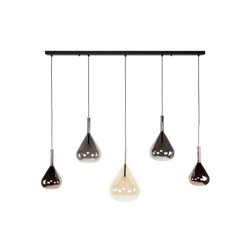 Hängelampe Wings 5-flg dimmbar Pendelleuchte Glas kupfer schwarz braun 120cm - 8713244077166