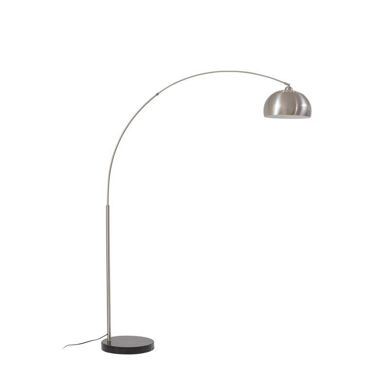 Lindby Bogenleuchte Hernando nickel schwarz 188 cm Metall Marmor E27 - 4255830904332