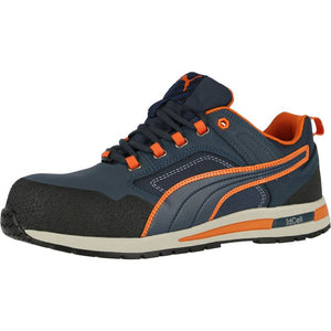 B-Ware PUMA Sicherheitsschuh Crosstwist Low S3 Schuhgröße 44 Blau Orange Gummi Leder
