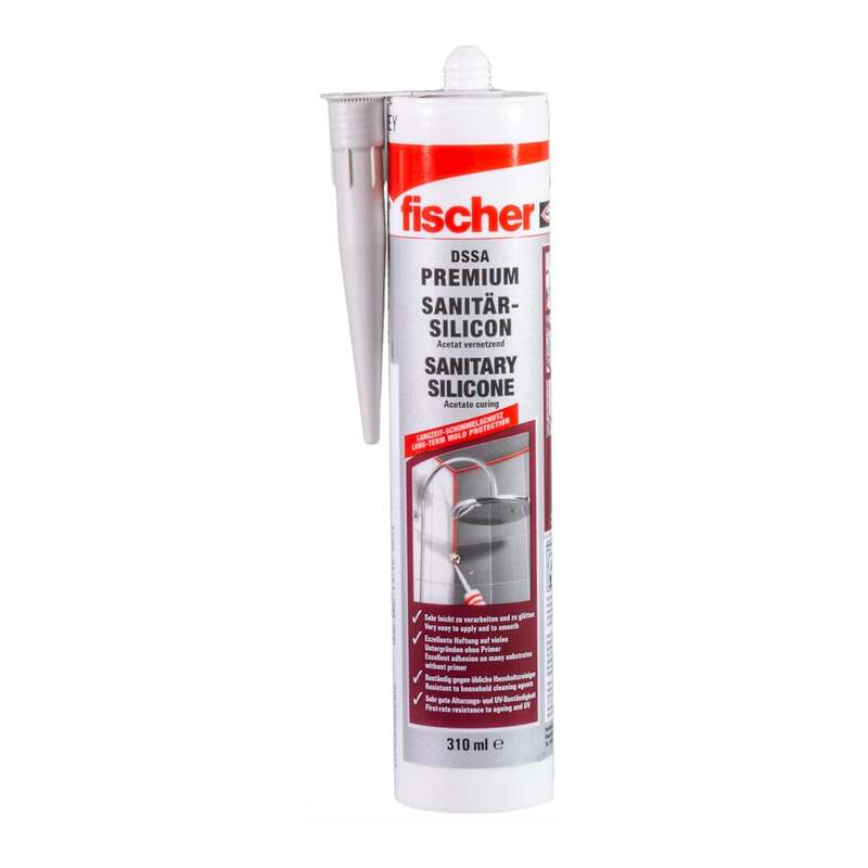 fischer Sanitärsilikon Silikon Dichtstoff pastös Fuge grau DSSA 310 ml 11 STÜCK - 4006209531020