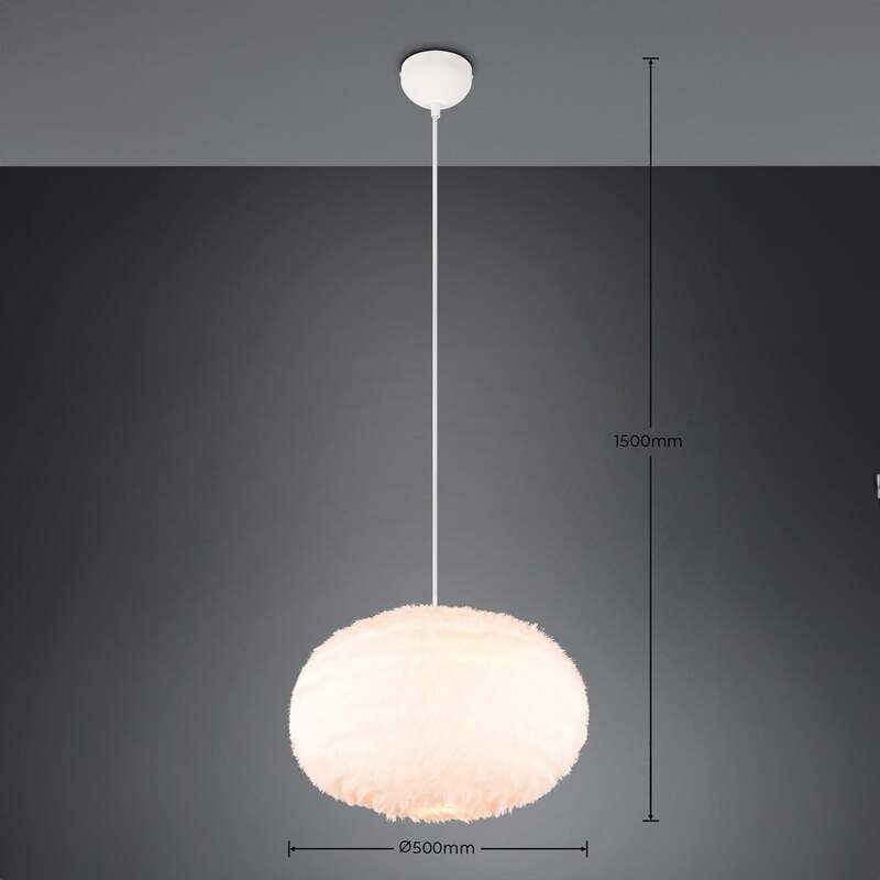 reality Hängeleuchte Pendelleuchte Furry sandfarbe Plüsch Ø 50 cm E27 LED Lampe - 4017807600117