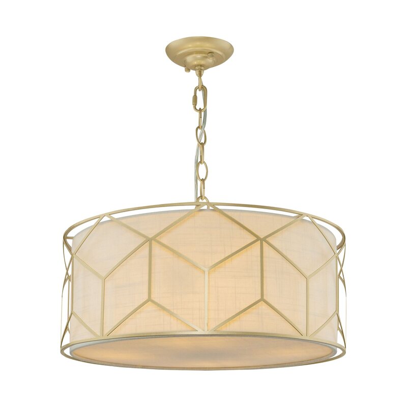 Maytoni Hängeleuchte Pendelleuchte Messina Leinen gold beige Metall Lampenschirm - 4251110065618