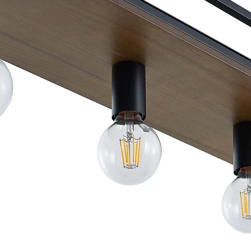 Lindby Hängelampe Hängeleuchte Kirista LED Pendelleuchte Lampe schwarz Holz - 4251911734799