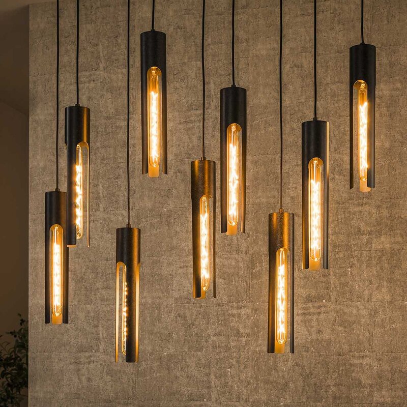 Zijlstra Hängeleuchte Pendelleuchte Tube Deckenlampe 100x18cm Metall 9-flammig - 8713244072062