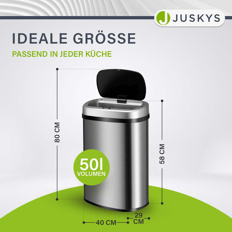 Rechteckiger Mülleimer Abfalleimer Sensor Hygienisch 50 L Automatischer Silber - 4260565529774