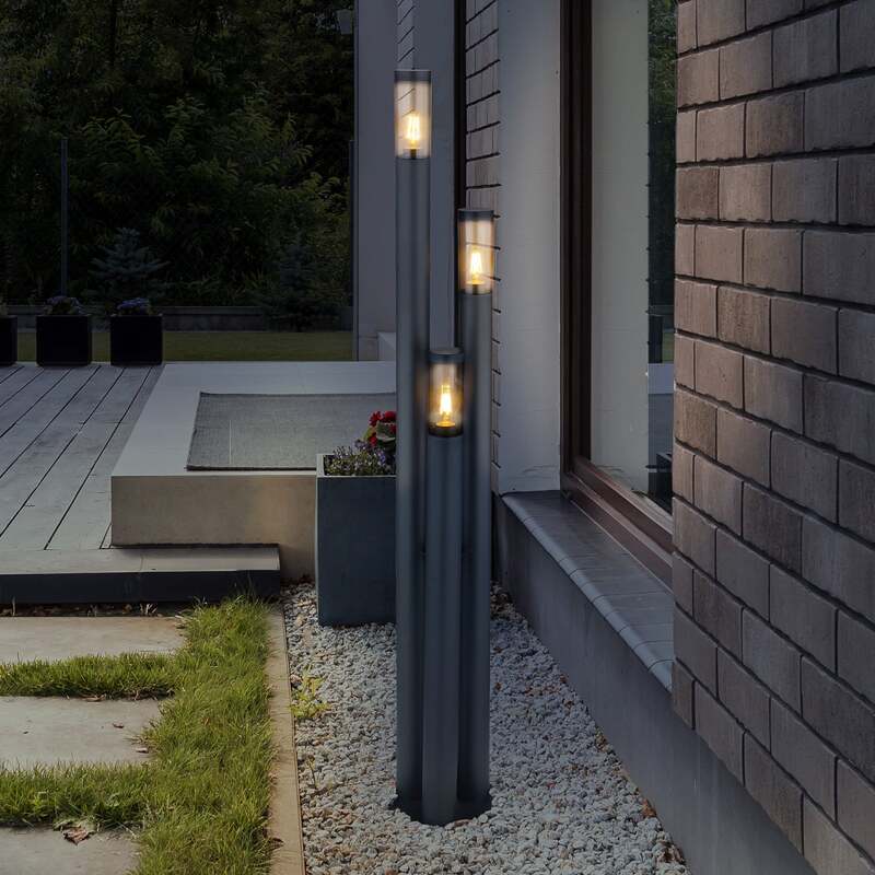 Globo Mastleuchte Stehleuchte Boston 3-flammig LED dimmbar anthrazit 170cm - 9007371436743