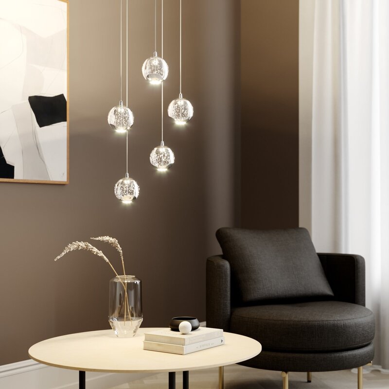 Lucande Pendelleuchte Hängelampe LED Glas Chrom Wohnbereich Tischbeleuchtung - 4251096562460