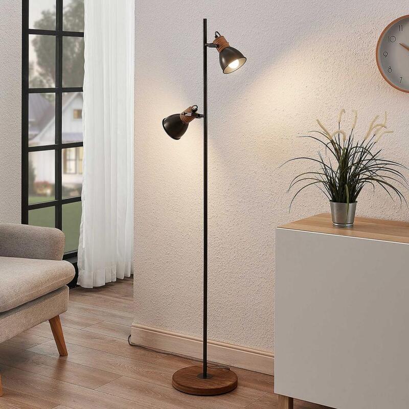 Lindby Arina Stehleuchte Stehlampe Lampe Leuchte Innenraumlampe Holz zweiflammig - 4251096565997