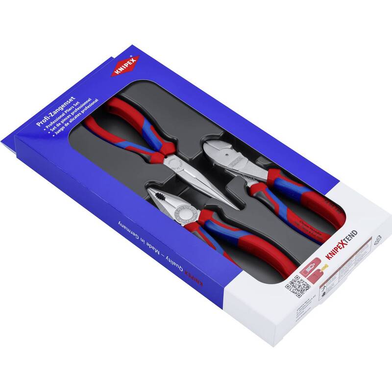 Knipex Zangen-Set Kombizange Flachrundzange Kraft-Seitenschneider 3-teilig 874g - 4003773064091