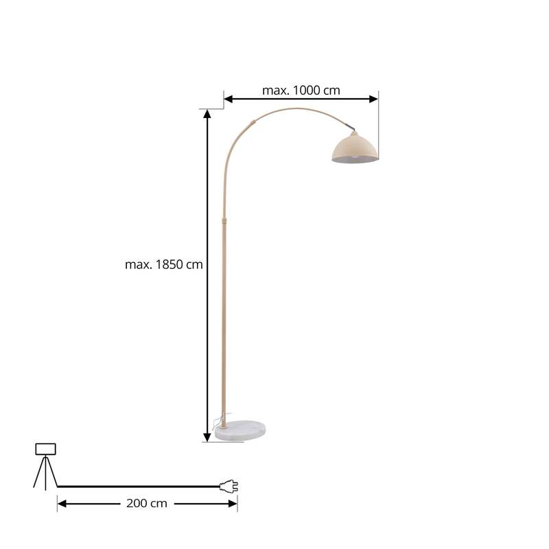 Lindby Stehlampe Tonka beige Metall Marmor 180 cm E27 LED Stehleuchte Leuchte - 4251911792751