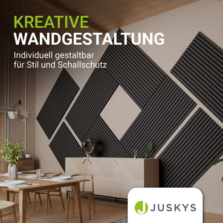 Akustikpaneel Holzoptik Wandpaneel 4er Set Schallabsorption dunkelgrau MDF - 4262437184920