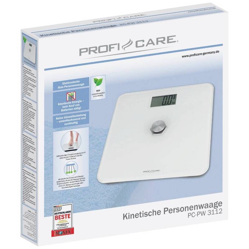 ProfiCare PC-PW 3112 w Personenwaage Waage digital 180 kg Weiß Glasoberfläche - 4006160331127