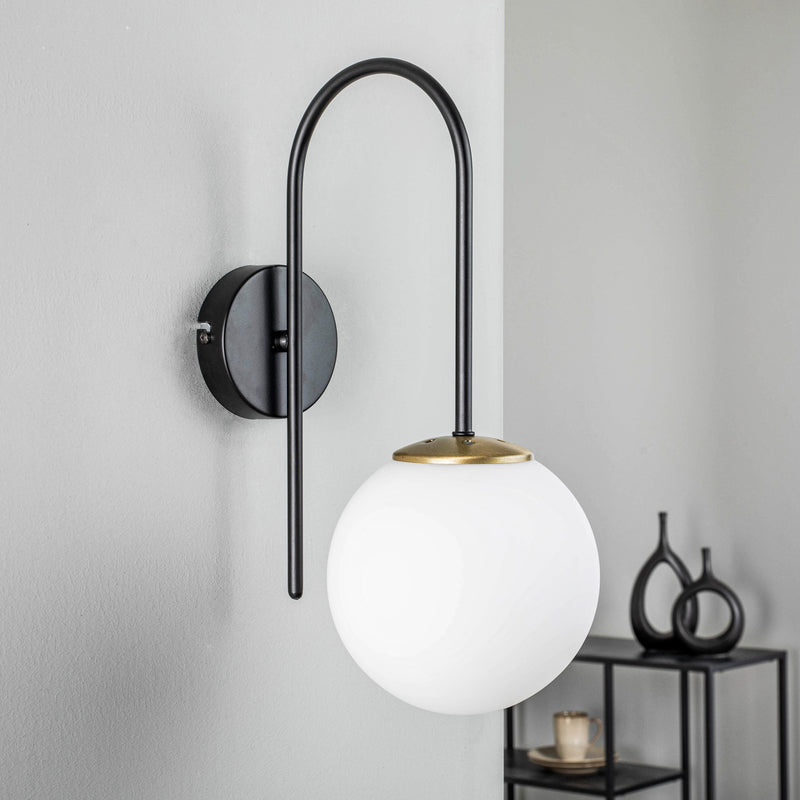 Wandleuchte Berlin schwarz/messing 34cm dimmbar E14 Metall Glas IP20 - 5907565931983
