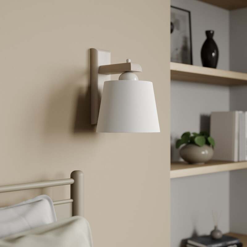 Wandleuchte Sweden Holzgestell LED dimmbar altweiß Designer Lampe 20x24,5cm - 5907687436212