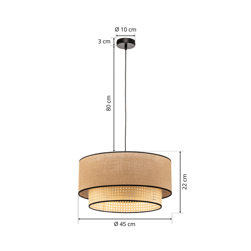Hängeleuchte Boho LED Pendelleuchte Rattan dimmbar braun Ø 45 cm Höhe 22 cm - 5903689184304