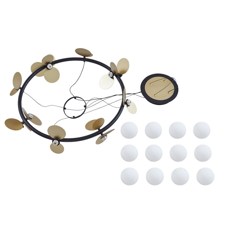 Lucande Pendelleuchte Hängeleuchte LED Pallo Glas Esszimmer schwarz gold dimmbar - 4251911775877