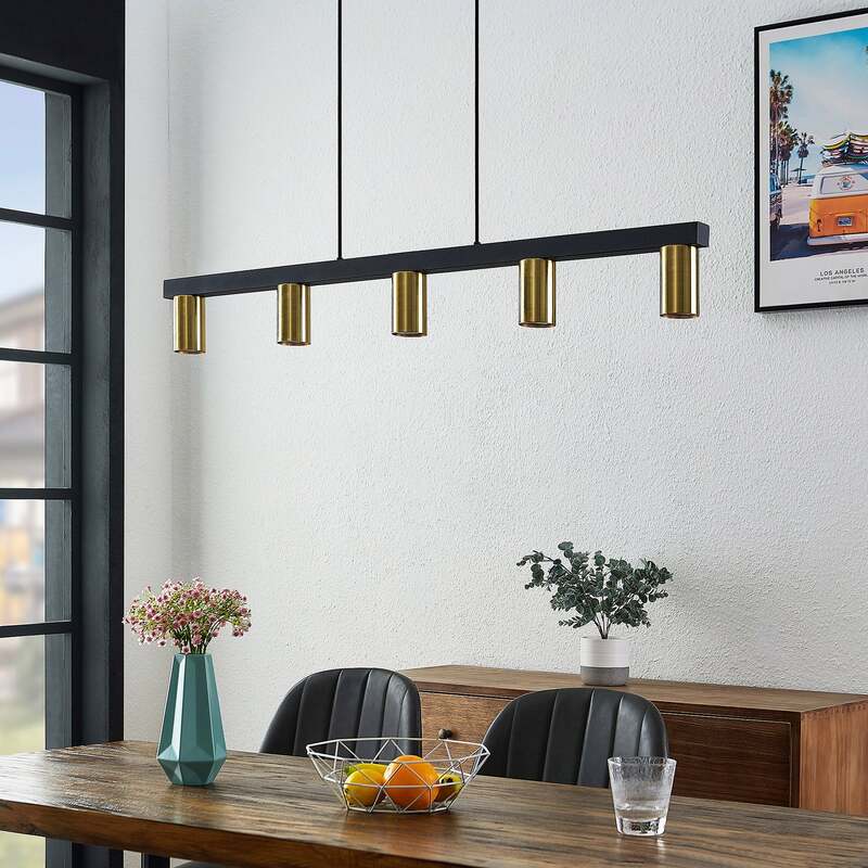 Lindby Pendelleuchte Hängelampe Baliko messing schwarz Esstischlampe Licht LED - 4251911706451
