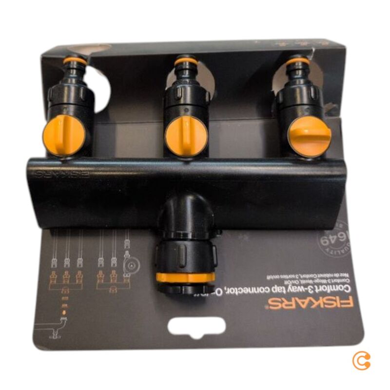 Fiskars Verteiler Ventil Hahnverbinder 3 Wege On Off Comfort Bewässerung - 6411501512697