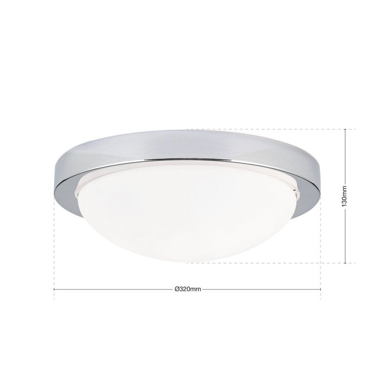 MINEA Deckenleuchte Lampe chrom Eisen Glas weiß runde Leuchte Wohnzimmer - 9003090207121